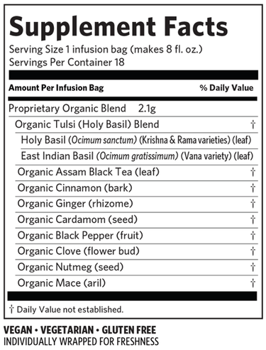Tulsi Masala Chai 18 Bags Organic India Supplement - Conners Clinic